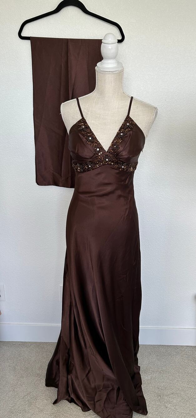 Lenovia Chocolate Brown Beaded Formal - XS